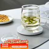 忆壶茶 玻璃茶杯茶具喝水杯子茶道杯 绿茶杯红茶带过滤竹木盖泡茶杯 【保温套装】玻璃盖杯+保温座