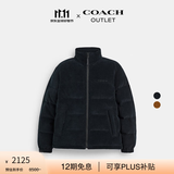 蔻驰（COACH）奥莱男士灯芯绒冬季户外羽绒服外套保暖夹克 黑色 S
