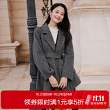 香影白色羊毛双面呢大衣女秋冬新款收腰小个子西装中长款呢子外套 中灰 S 155/80A/85-95斤