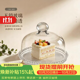 青苹果【热卖】玻璃蛋糕罩果盘糕点展示盘水果甜点面包托盘带盖试吃盘
