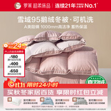 罗莱家纺 羽绒被 95鹅绒被可机洗A类阻螨保暖冬被芯 约4.3斤粉