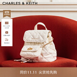 CHARLES&KEITH菱格大容量柔软背包书包双肩包包女包生日开学礼物CK2-60151400 Cream奶白色 S
