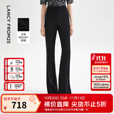 朗姿25【超模裤 Basic衣橱】显瘦高腰休闲裤女喇叭裤马蹄裤夏新款 黑色2 2XL