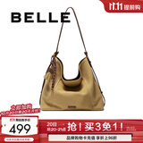 百丽（Belle）包包女商场同款流浪摩卡复古hobo托特包8562ACX5 杏仁摩卡（双面反绒麂皮） F