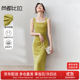 尚都比拉法式高级感连衣裙女秋季赫本风长款气质A字裙抽褶收腰显瘦背带裙