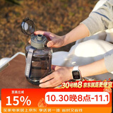 乐扣乐扣（LOCK&LOCK）小水库大容量塑料运动水杯户外冷水壶刻度把手男女杯子1.6L灰色