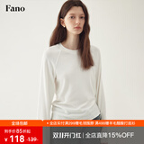 范洛（FANO）范洛Fano 毛边宽松圆领打底衫长袖T恤女2026春季仿羊绒插肩袖上衣 白色 S （第二批）