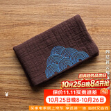 容山堂和幸棉麻茶布茶巾吸水加厚养壶巾干泡茶席桌旗茶具配件布垫茶水巾 四层祥云棉麻茶巾-乌木檀