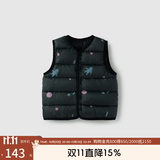 aqpa【95白鸭绒&三防】羽绒背心秋冬保暖羽绒服儿童装男女童宝宝马甲 星空宇航员（黑） 130cm