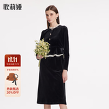 歌莉娅（GOELIA）丝绒连衣裙春装新款洋气欧若风气质裙子小黑裙1BNR4K360 00B黑色 M
