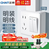 正泰（CHNT）明装开关插座面板 1c系列 二开单控五孔