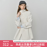 范思蓝恩英伦设计感立领风衣外套女2025秋装撞色小个子休闲上衣女 极地白短款 S （尺码偏大，建议往小拍）