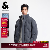 杰克·琼斯（JACK&JONES）男装26年冬季潮流立领保暖压胶外套宽松短款休闲鸭绒男士羽绒服 珍珠黑E39 第一批 L 180