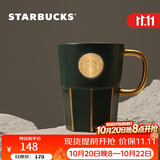 星巴克（Starbucks）墨绿色女神铭牌马克杯390ml办公水杯男咖啡杯陶瓷杯子节日礼物