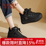 奥古狮登（Agsdon）板鞋女冬季新款高帮加绒加厚鞋子女保暖运动棉鞋女鞋 黑色 36