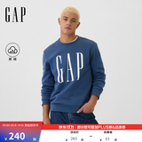 盖璞（GAP）男女装秋季印花logo抓绒圆领卫衣合身上衣美版 灰蓝色 542214 XS 美码 S亚洲码175/88A