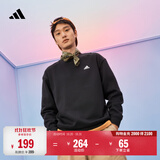 adidas情侣款加绒休闲运动长袖卫衣套头衫单穿上衣男女秋阿迪达斯   黑色/白   2XL