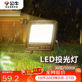 公牛（BULL）LED投光灯户外路灯庭院灯工地灯露营灯 IP65防水30W-3000K黄光