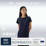 亚朵星球深睡睡衣夏季女士高端睡衣睡裤带胸垫高级 深睡蓝【短袖长裤】 L