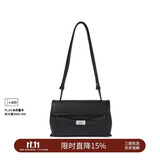 DISSONA迪桑娜女包牛皮单肩包斜挎包女士包包小方包 礼物 黑色