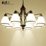 格蕴美式吊灯客厅灯现代简约大气卧室餐厅灯北欧铁艺欧式家用灯饰灯具 8头朝下 黑描金*全光谱护眼