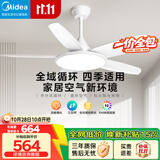 美的（Midea）风扇灯餐厅吊扇灯led卧室52寸开叶扇全光谱五叶扇包安装