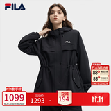 斐乐FILA修身显瘦软壳外套风衣秋季新款女款收腰百搭通勤休闲工装 正黑色-BK M 165/84A/M