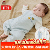 班杰威尔婴儿衣服秋冬季夹棉连体衣宝宝保暖哈衣爬服 保暖蓝色2件装 73码