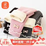 贝瑞加（Babyprints）女童打底裤秋冬宝宝加绒棉裤女孩加厚长裤儿童保暖裤子 深灰140