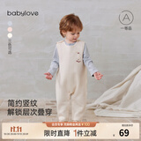 babylove【清仓】婴儿背带裤秋冬纯棉男女宝宝休闲百搭长裤薄夹棉外出保暖 奶油黄 100