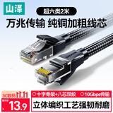 山泽超六类网线2米 CAT6A类纯铜万兆成品编织线 家用电脑网络连接跳线8芯双绞线2.5g兼容千兆 MWD6A020