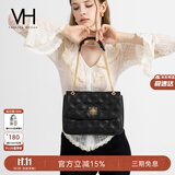 VANESSA HOGAN VH女包茵然软包轻奢小香风斜挎小包菱格链条单肩腋下包生日礼物 黑色大号（容量升级）