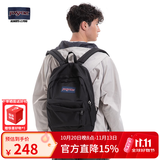 JANSPORT杰斯伯双肩包女男26L隔层轻便大容量背包学生书包 4QUE 008 黑色【升级款】侧袋+隔层
