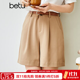 betu百图女装ins风简约卡其色阔腿裤高腰短裤2105T61 卡其 M