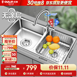 欧琳（OULIN）厨房水槽双槽洗菜盆双槽0涂层SUS304不锈钢加厚洗碗槽左右任选