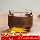 忆壶茶茶杯玻璃品杯家用品茗杯防烫杯子木套隔热杯功夫茶杯喝茶杯小品杯 【光面】木一杯110ML