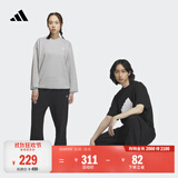 adidas情侣款加绒加厚直筒束脚运动裤男女秋冬阿迪达斯官方轻运动   黑色（推荐女生选小一码）   2XL