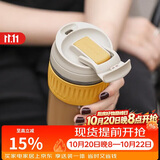 乐扣乐扣（LOCK&LOCK）咖啡杯耐热玻璃水杯子男女学生便携式双饮吸管杯随手杯500ML黄色