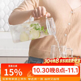 乐扣乐扣（LOCK&LOCK）透明盖凉水壶 玻璃冷水壶泡茶壶带把家用大容量耐高温杯子1.3L