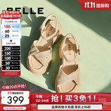 百丽（Belle）满钻条带繁星休闲凉鞋女商场款厚底凉鞋A9S2DBL4 杏色 36 (230mm)