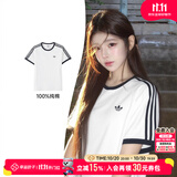 阿迪达斯（adidas）短袖男装女装 2026夏季款运动服时尚潮流上衣圆领休闲透气情侣T恤 情侣白色/三叶草/纯棉三条纹 L