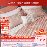 富安娜床上四件套欧式轻奢提花套件纯棉床笠1.8米床双人加大230*229cm
