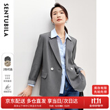 尚都比拉气质通勤职业小西装女秋季百搭高级感西服休闲外套 灰色 XL 