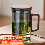 忆壶茶（YIHUTEA）茶杯玻璃茶具加厚喝水杯子茶水分离杯带过滤耐高温男女泡茶马克杯 【升级方木把】烟灰泡茶杯450ml