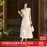 尚都比拉国风立领盘扣绣花连衣裙女夏季收腰显瘦假两件拼接裙气质中长裙