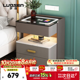 罗森（LUOSEN）智能床头柜三层卧室多功能无线充电储物柜 深浅灰