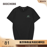斯凯奇（Skechers）男女情侣款凉感短袖T恤款舒适速干运动时尚百搭上衣 碳黑/0018 S