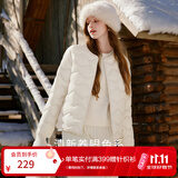 香影紫色羽绒服内胆女轻薄2026冬季新款90白鸭绒圆领内搭短款外套 米白 S 155/80A/85-95斤