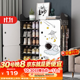 安尔雅 鞋架简易防尘多层组装家用塑料现代简约小鞋架子收纳柜玄关柜