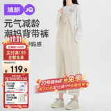 婧麒（JOYNCLEON）孕妇裤春秋款外穿大码小个子背带裤不勒肚牛仔孕妇秋装  藏蓝色 L